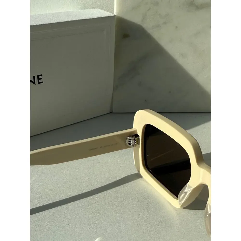 NEW Celine CL40304U Triomphe Square Ivory Sunglasses - Picture 4 of 5